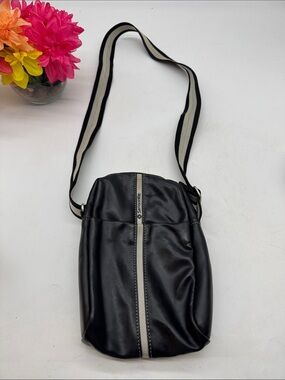 Samsonite Black Crossbody with Cream Center Stripe